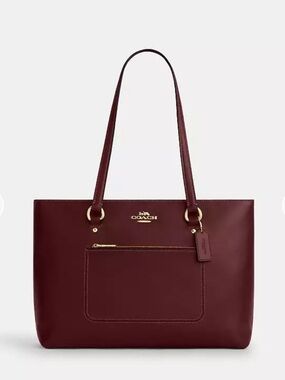 Coach Station Tote Bag Gold/Maroon🌸